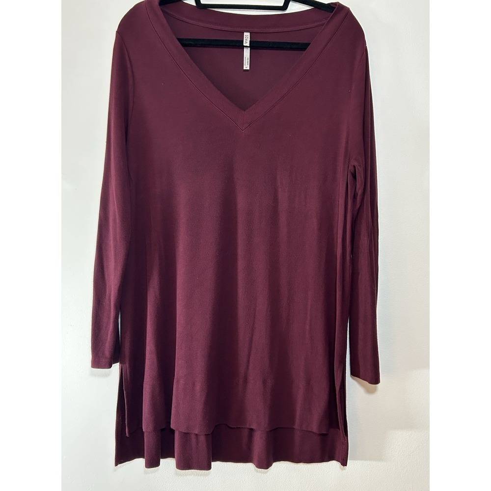 Soma Cool Nights Long Sleeve Purple Wine Tunic V-neck Pajama Sleep Top Size M
